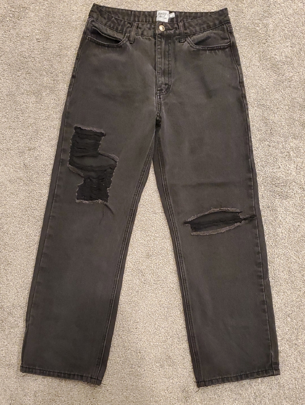 Princess Polly xx- Black Distressed wide leg, high rise mom style